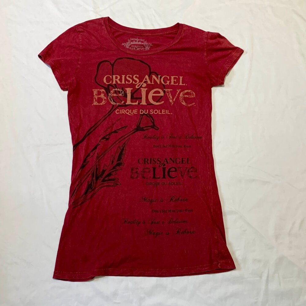 Cirque Du Soleil Criss Angel Believe Red 100% Cotton T-Shirt Women's 2XL